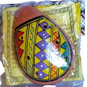 PERUVIAN FLUTE Hand Painted Ocarina  WHISTLE Handmade 7 Hole MUSICAL INSTRUMENT